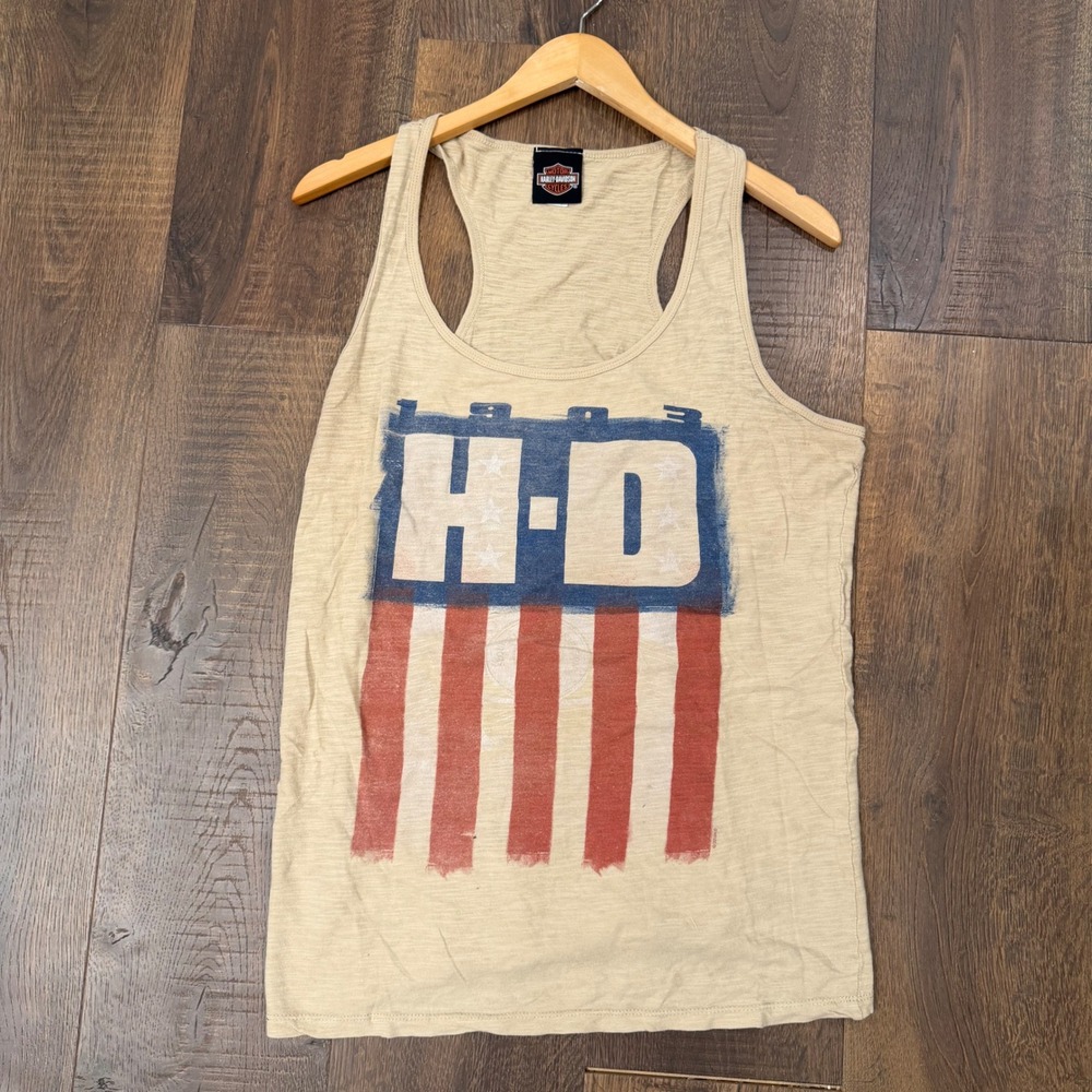 Vintage Harley-Davidson Women's XL 2014 Sturgis American Flag Racerback Tank Top